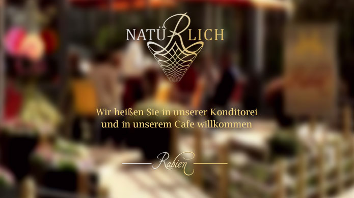 Mitteilung, dass die Konditorei Rabien und das Café geöffnet sind